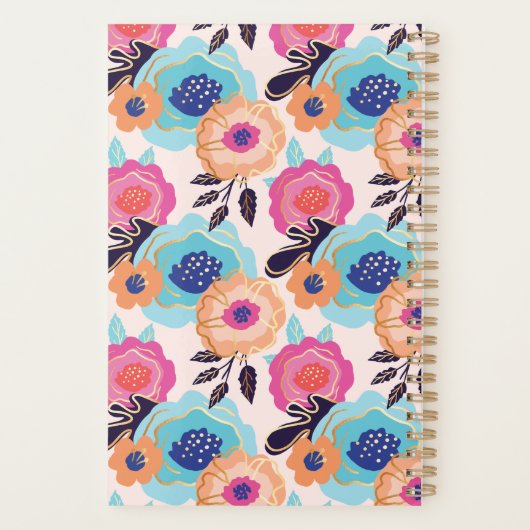 Mam, vrouw, Baas Babe | Vet Florals & Gold Script Planner (Achterkant)