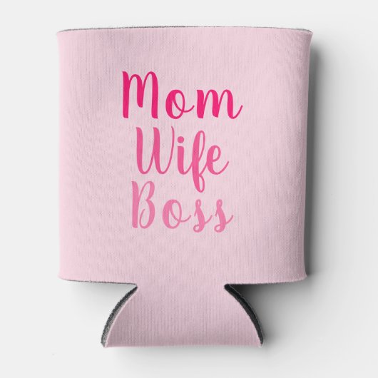 Mam vrouw baas gradiënt roze aangepast script scha blikjeskoeler (Voorkant)