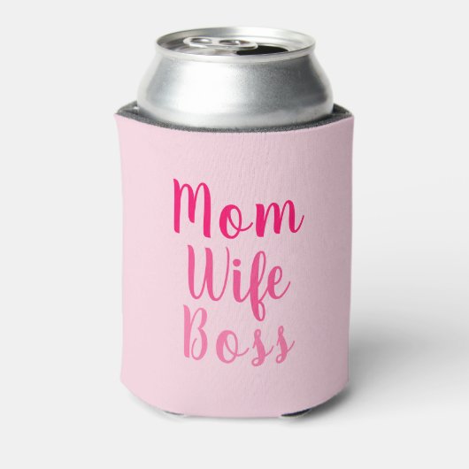 Mam vrouw baas gradiënt roze aangepast script scha blikjeskoeler (Blikje Achterkant)