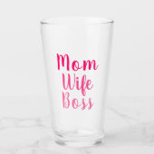 Mam vrouw baas gradiënt roze aangepast script scha glas (Voorkant)