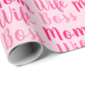 Mam vrouw baas licht roze aangepast script schatti cadeaupapier (Rol Hoek)