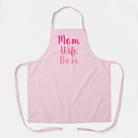 Mam vrouw baas roze gradiënt aangepast script stij schort (Voorkant)