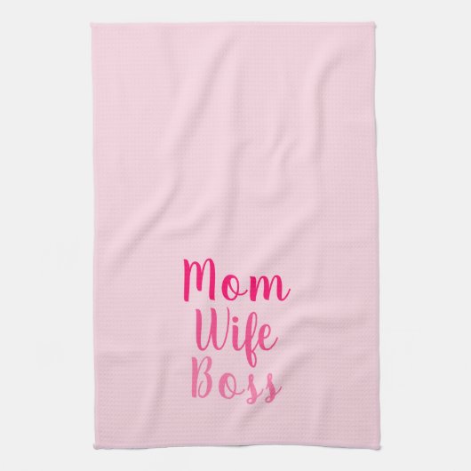 Mam vrouw baas roze gradiënt aangepast script stij theedoek (Verticaal)