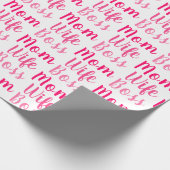 Mam vrouw baas roze wit aangepast script stijlvol cadeaupapier (Hoek)