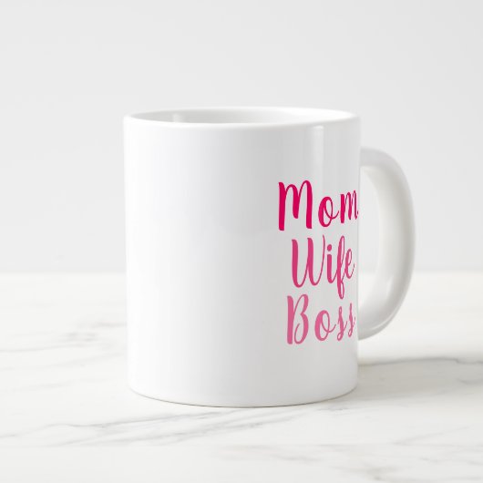 Mam vrouw baas roze wit aangepast script stijlvol grote koffiekop (Voorkant rechts)