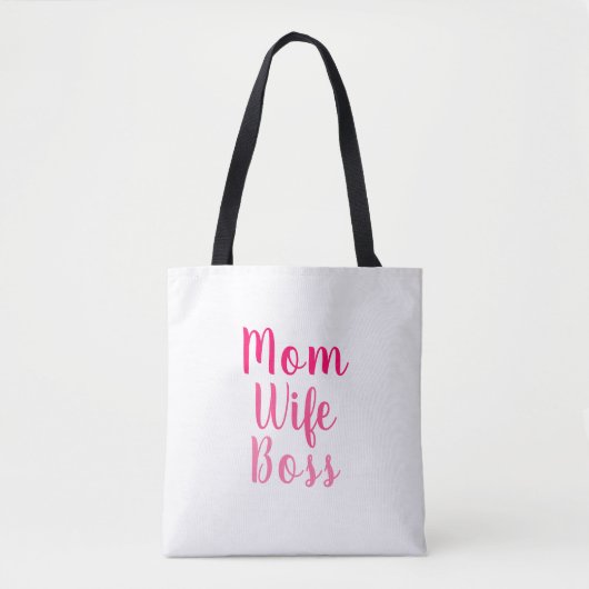 Mam vrouw baas roze wit schrift stijlvol chic tote bag (Voorkant)