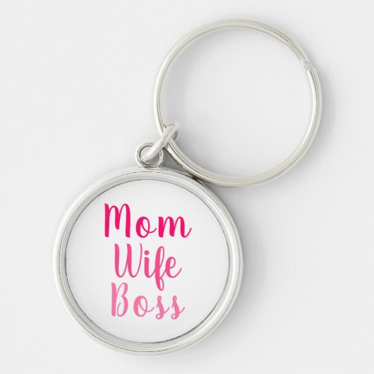 Mam vrouw baas roze witte tekst aangepast script s sleutelhanger (Voorkant)