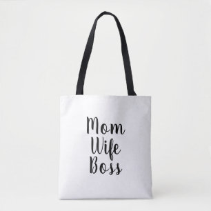 Mam vrouw baas wit aangepast script schattig moder tote bag