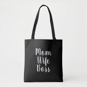 Mam vrouw baas zwart aangepast script schattig mod tote bag