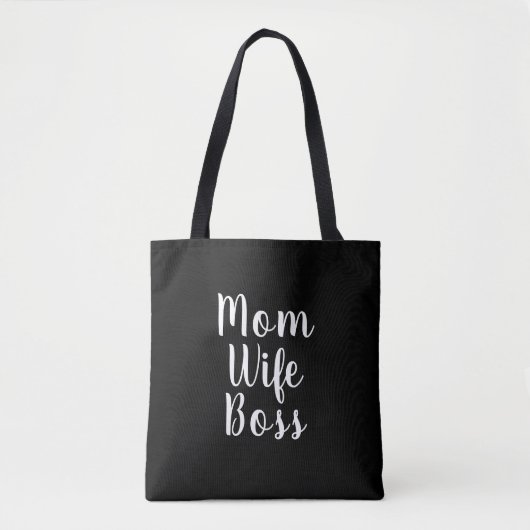 Mam vrouw baas zwart aangepast script schattig mod tote bag (Voorkant)