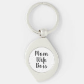 Mam vrouw baas zwart wit aangepast script schattig sleutelhanger (Voorkant)