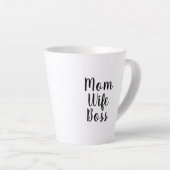 Mam vrouw baas zwarte witte tekst aangepast script latte mok (Rechterhoek)