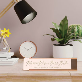 Mam, vrouw, Boss Babe Trendy Brush Roze Bureau Naambordje