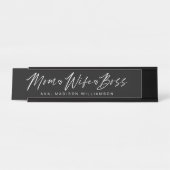 Mam, vrouw, Boss Trendy Brush Black Bureau Naambordje (Voorkant)