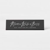 Mam, vrouw, Boss Trendy Brush Black Bureau Naambordje (Voorkant)