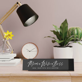Mam, vrouw, Boss Trendy Brush Black Bureau Naambordje