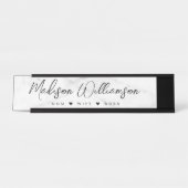 Mam, vrouw, Boss Trendy Brush Script Faux Marble Bureau Naambordje (Voorkant)