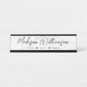 Mam, vrouw, Boss Trendy Brush Script Faux Marble Bureau Naambordje (Voorkant)
