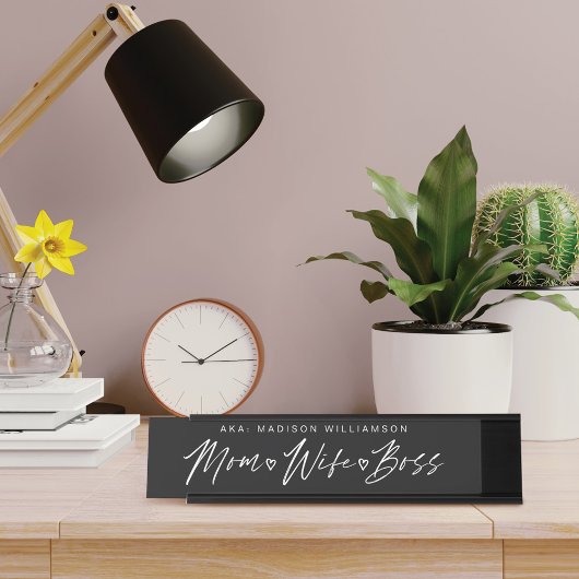 Mam, vrouw, zwarte schrijftafel van Boss Trendy Bureau Naambordje