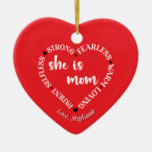 Mam Waardering Quote Rode Hart Personaliseren Keramisch Ornament (Voorkant)