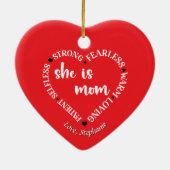 Mam Waardering Quote Rode Hart Personaliseren Keramisch Ornament (Achterkant)