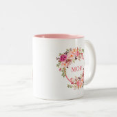 Mam Waterverf Roze Floral Tweekleurige Koffiemok (Voorkant rechts)