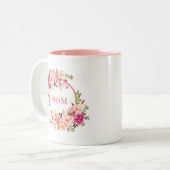 Mam Waterverf Roze Floral Tweekleurige Koffiemok (Voorkant links)