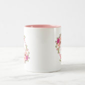 Mam Waterverf Roze Floral Tweekleurige Koffiemok (Center)