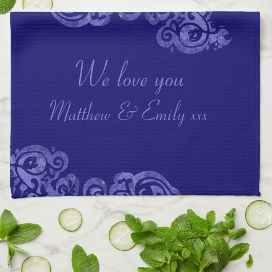 Mam, we houden van je blauwe keukenhanddoeken (Gevouwen)