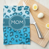 Mam we houden van je blauwe luipaard print keukenh theedoek (Quarter Fold)