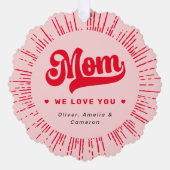 Mam we houden van je foto harten roze rode moederd ornament kaart (Voorkant)