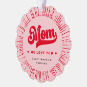 Mam we houden van je foto harten roze rode moederd ornament kaart (Links)