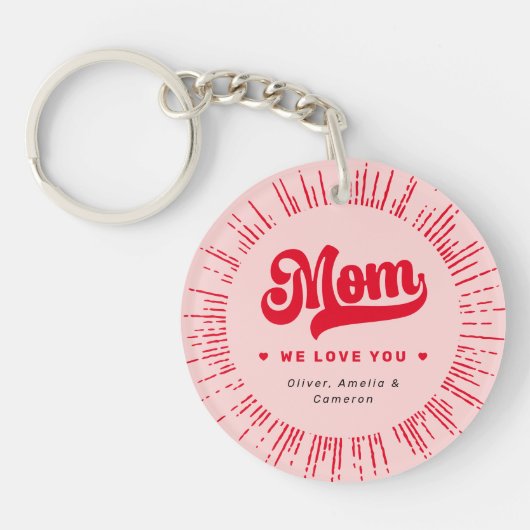 Mam we houden van je foto harten roze rode moederd sleutelhanger (Voorkant)