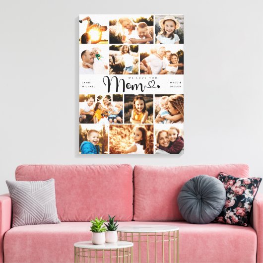 Mam We houden van je hart Moderne Foto Collage Canvas Afdruk (Insitu (Woonkamer))