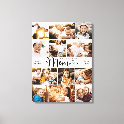 Mam We houden van je hart Moderne Foto Collage Canvas Afdruk (Voorkant)