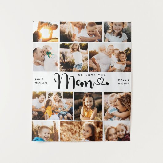 Mam We houden van je hart Moderne Foto Collage Wandkleed (Voorkant)