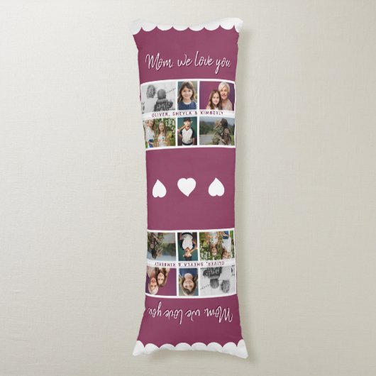 Mam we houden van je Kinderen 6 Fotocollage Lichaamskussen (Voorkant Verticaal)