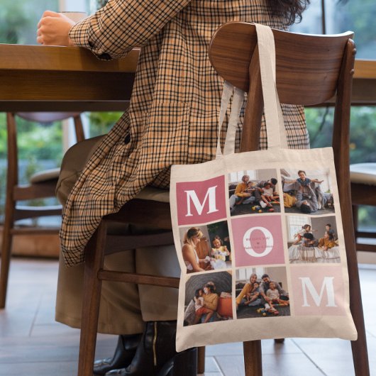 Mam, we houden van je | Modern 6 fotokleurenblok Tote Bag