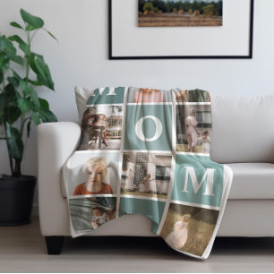 Mam, we houden van je Modern 8 fotokleurenblok Fleece Deken