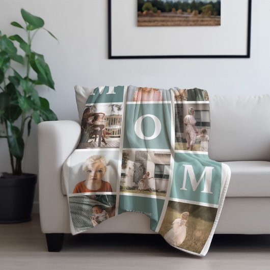 Mam, we houden van je | Modern 8 fotokleurenblok Fleece Deken