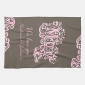 Mam we houden van je roze & bruin keukenhanddoek (Horizontaal)