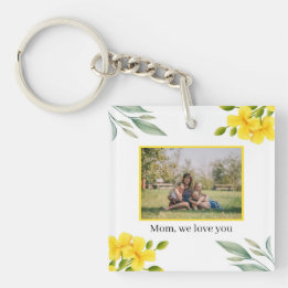 Mam We Houden Van Jou Gele Bloemen Foto Sleutelhanger