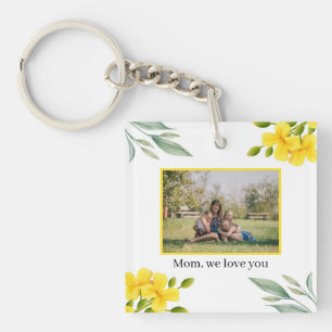 Mam We Houden Van Jou Gele Bloemen Foto Sleutelhanger