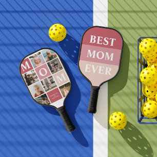 Mam We houden van jou Modern 8 foto's kleurblok Pickleball Paddle