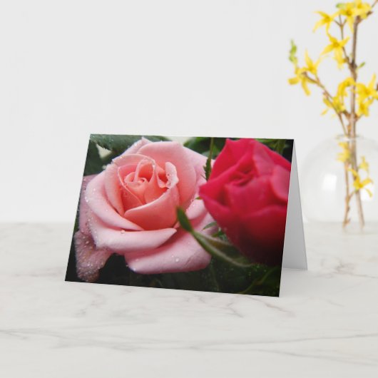 Mam We Love You Roze Rood Rose Moederdag Kaart (Gele Bloem)