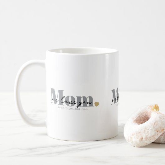 Mam We Love You Zwarte Script Koffiemok (Met donut)
