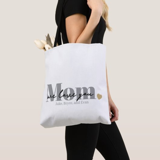 Mam We Love You Zwarte Script Tote Bag (Dichtbij)