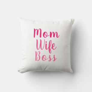 Mam Wife Boss roze, aangepast script schattig Kussen
