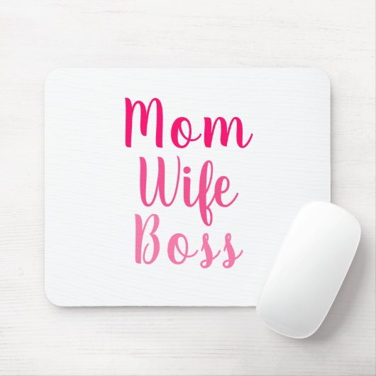 Mam Wife Boss roze, aangepast script schattig Muismat (Met muis)