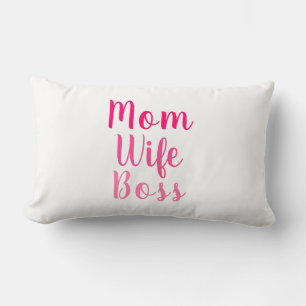 Mam Wife Boss roze, aangepast script stijlvol Kussen